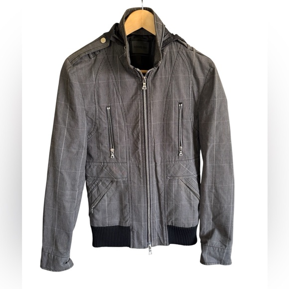 Richard Chai Men Glen Plaid Bomber Cashmere Trim Jacket GQ Spring 2009 36 USA